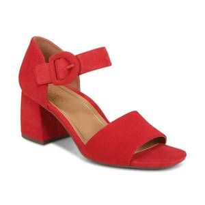 NEW VIONIC women's chardonnay hook and loop pump sandal in red suede leather